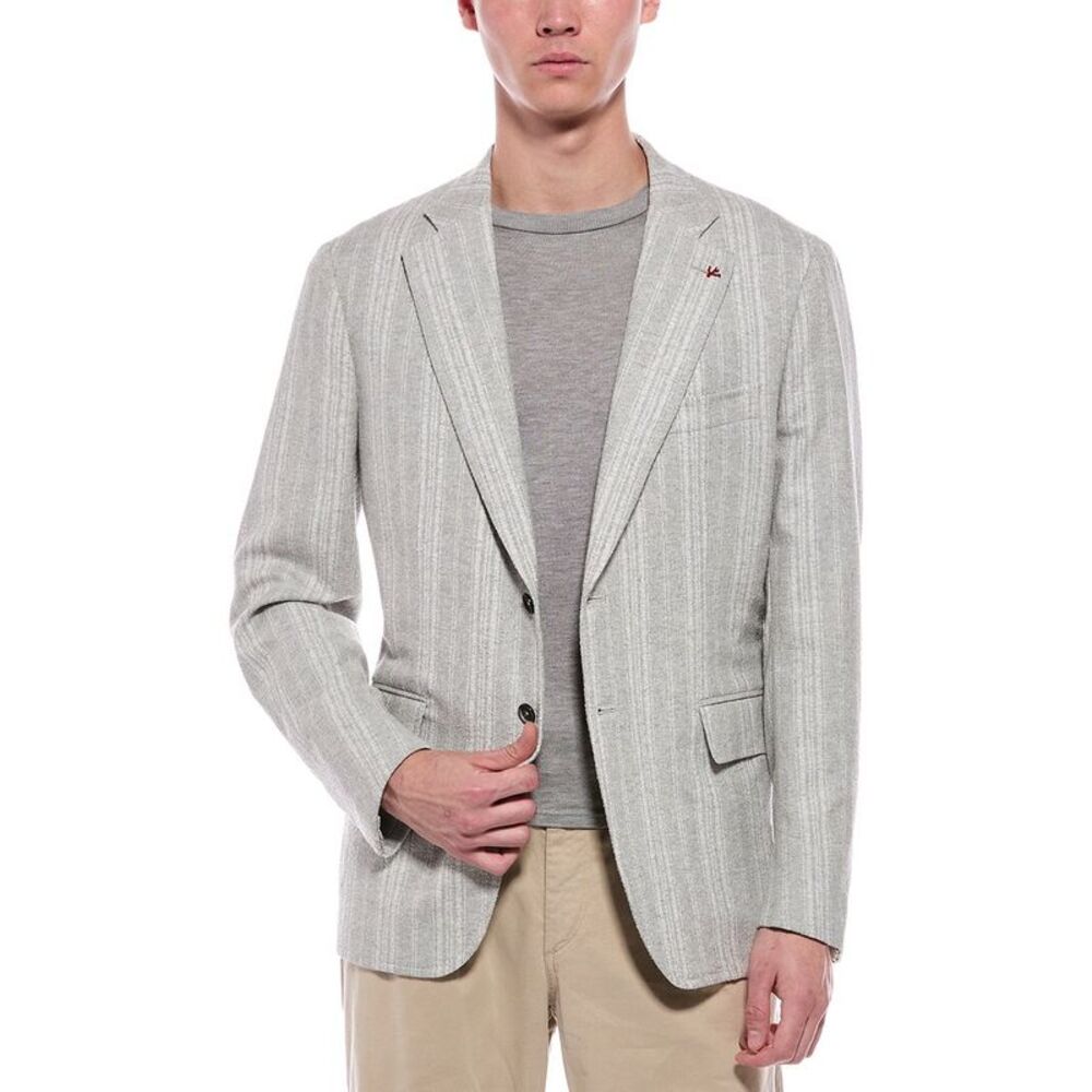 Isaia Mens Wool-Blend Jacket, White